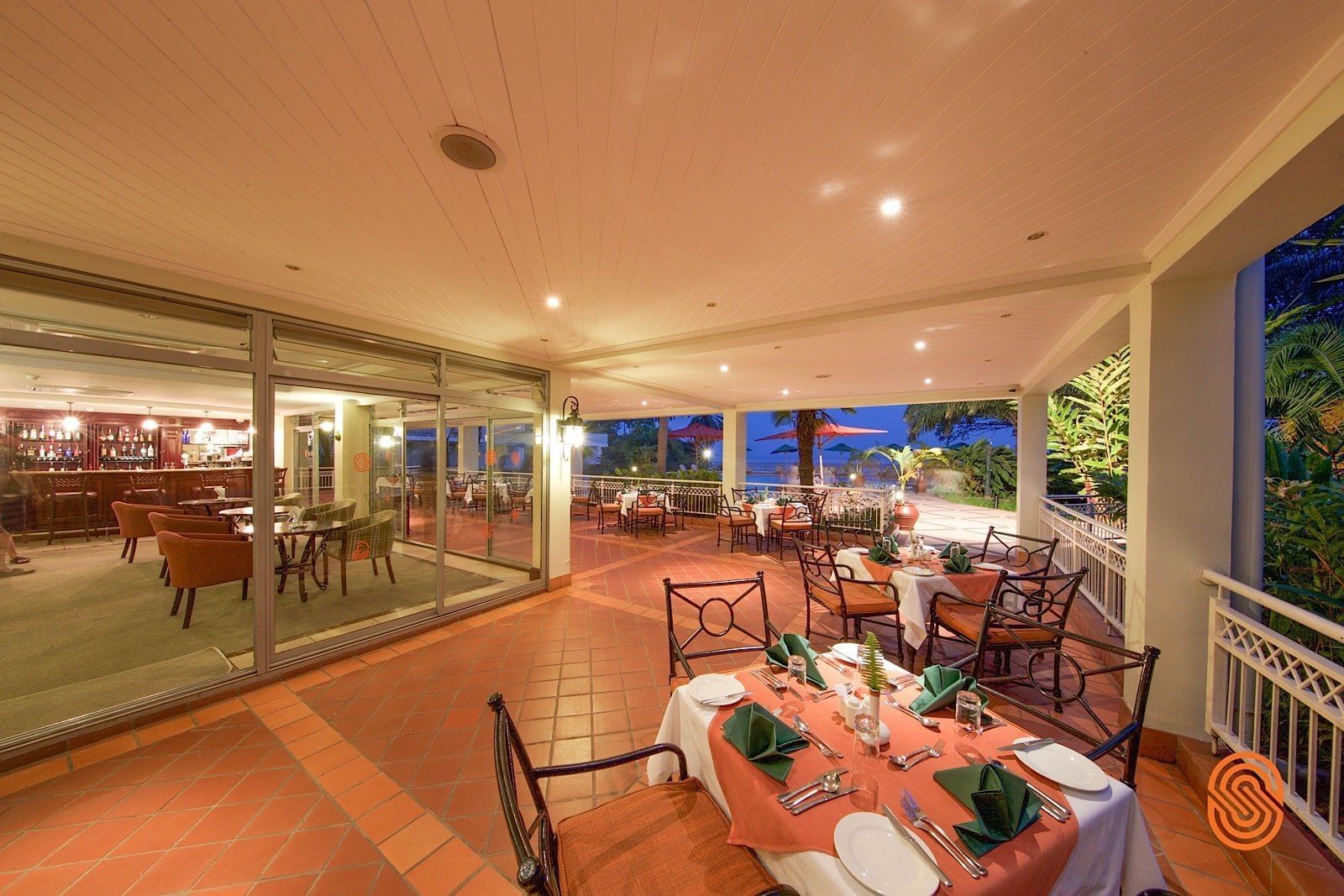 Interior of Lake view Bar at Lake Kivu Serena Hotel 