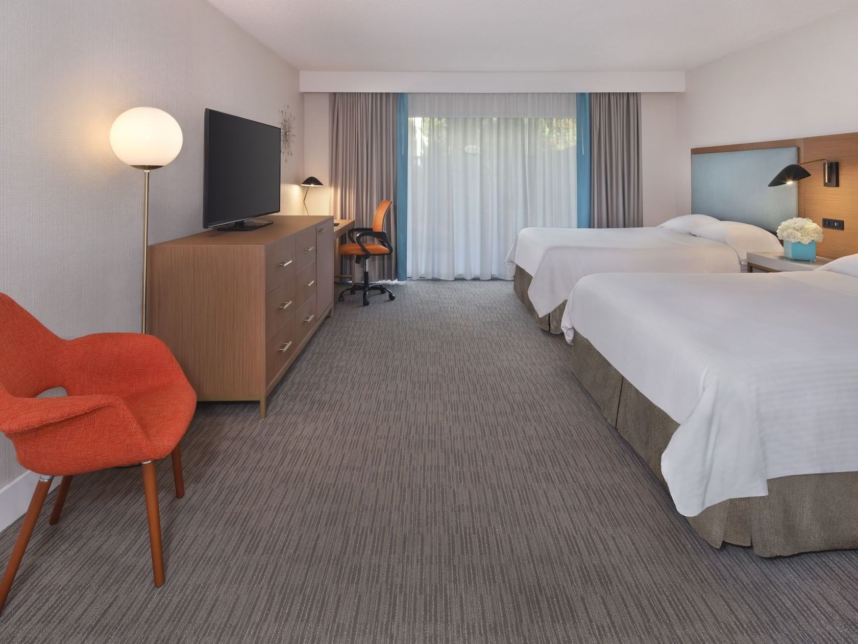 Interior of Partial Park View Two Queen Room at Anaheim Hotel