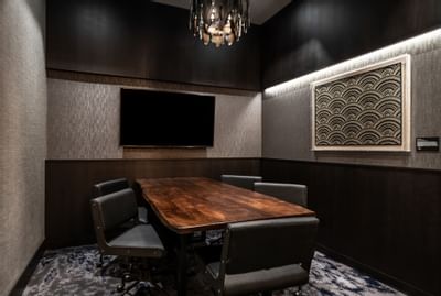 Boardroom table setup in Meeting space at Portsmouth Collection