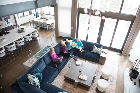 High-angle view of the living room area of a home at Stein Eriksen Residences