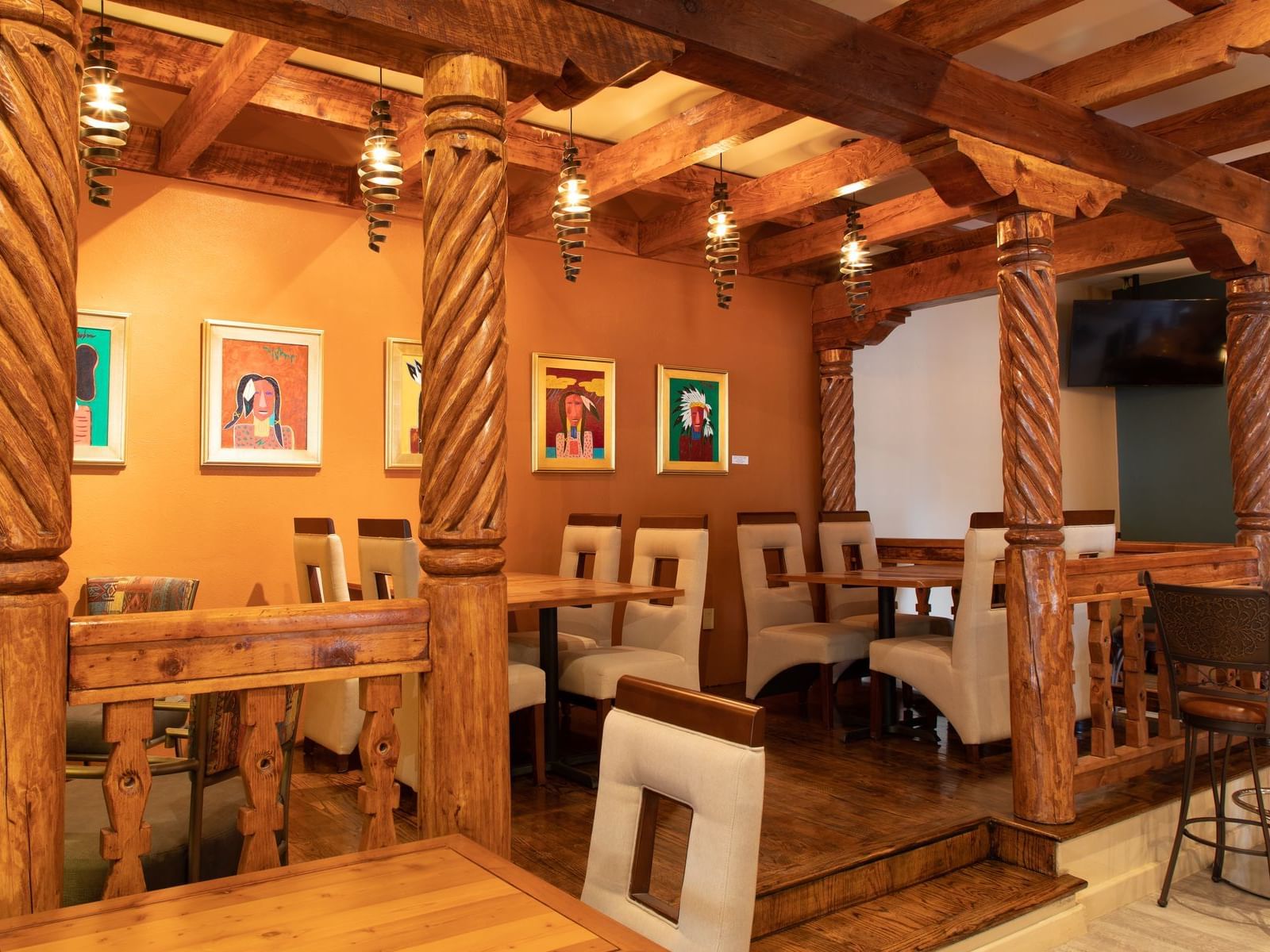 Dining tables set up in Palettes Restaurant at Don Fernando
