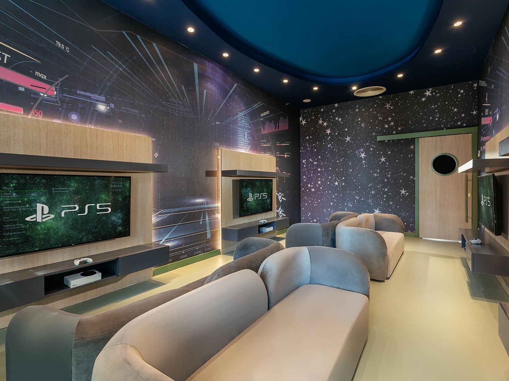 Playstation room with loungers in Kikoa Kids Club at Titanic Deluxe Lara