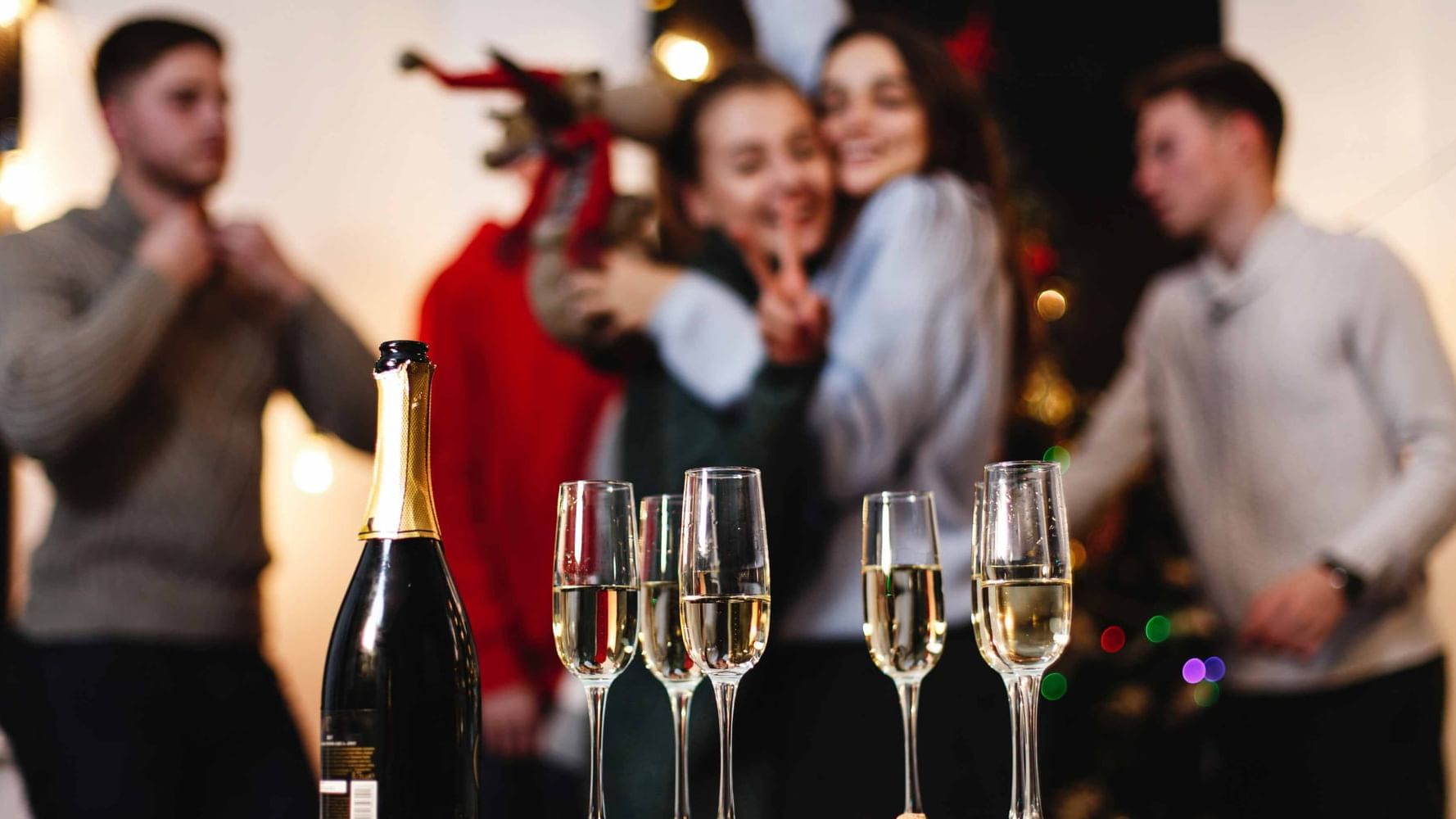 christmas work party with champagne