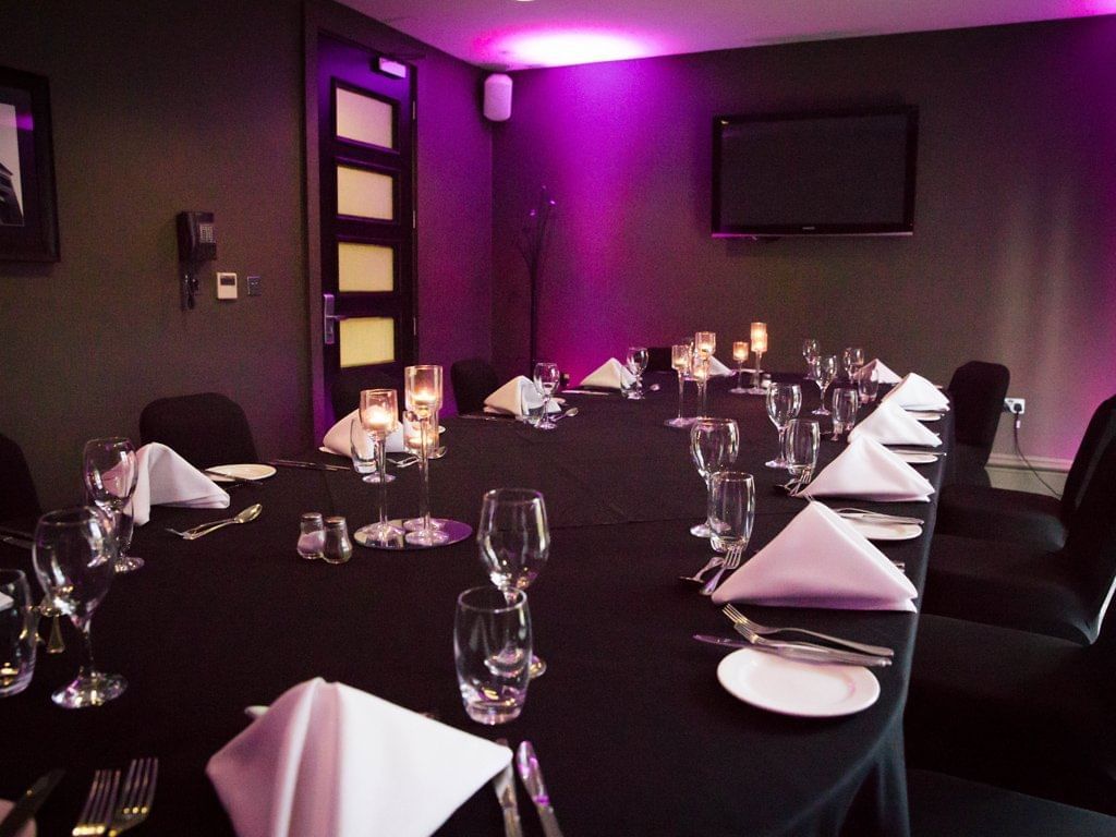 Dining Table setup for an event at Village Hotel - Farnborough