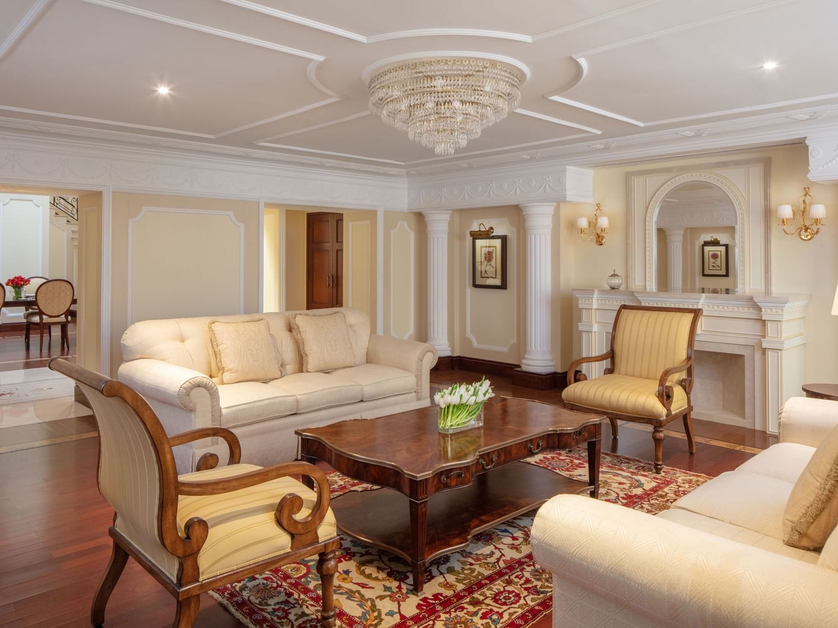 Living area with sofas in Al Dana Suite at The Regency Hotel