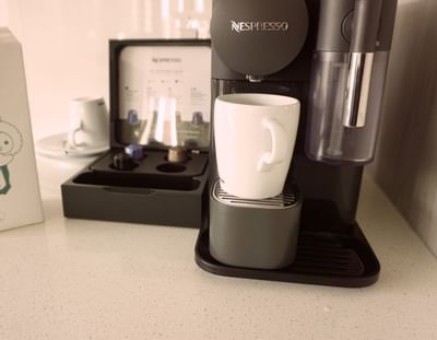 A coffee machine on a counter top at ReStays Ottawa