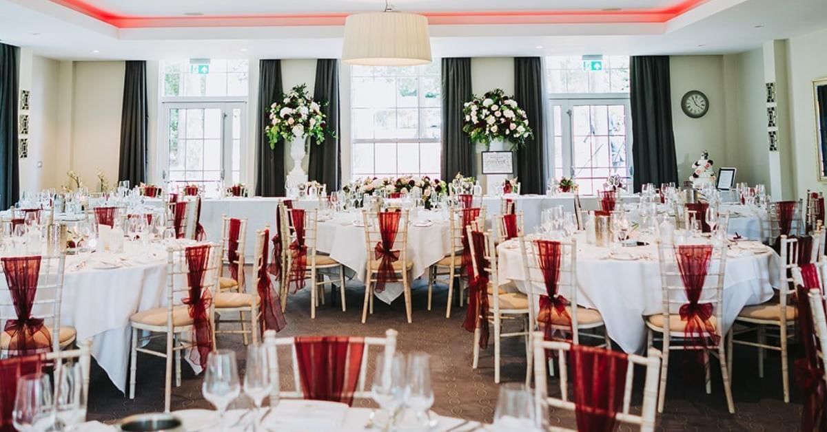 Wedding breakfast inside Garden Suite at Gorse Hill, one of the best Arab wedding venues in Surrey