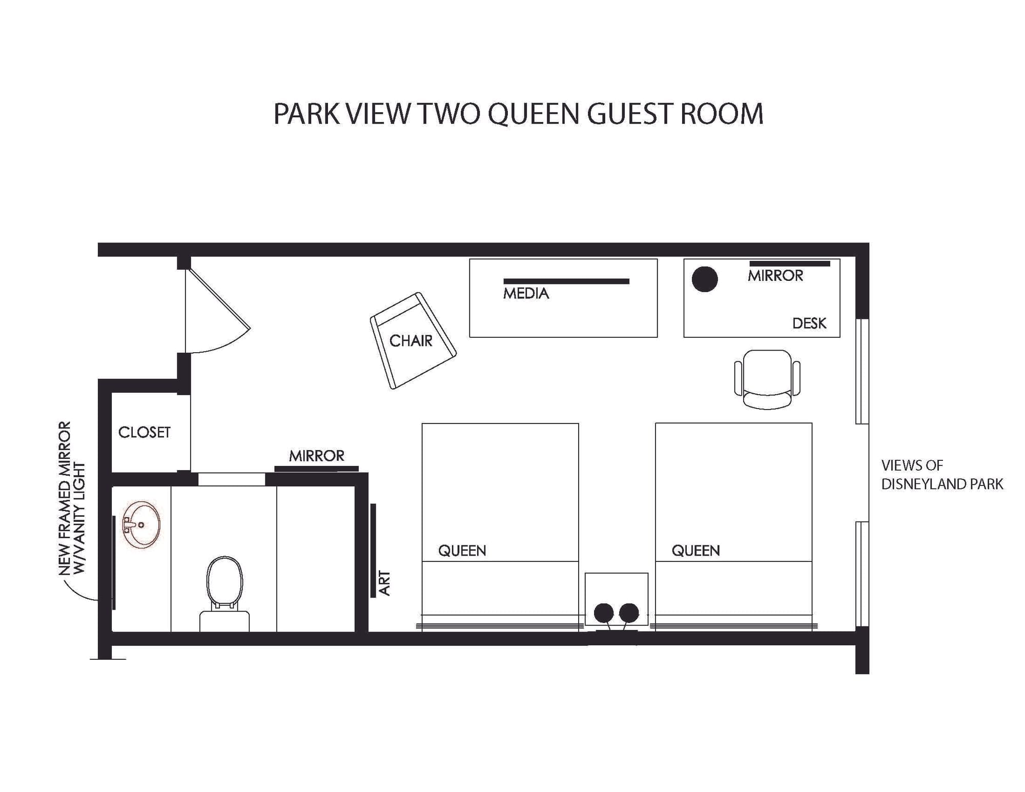 a black and white floor plan for a guest room