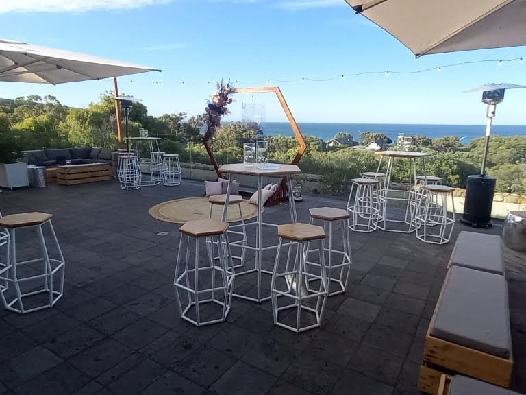 Deck at Pullman Bunker Bay set for a wedding ceremony