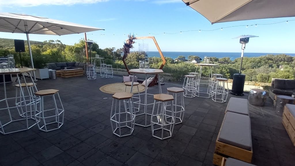 Deck at Pullman Bunker Bay set for a wedding ceremony