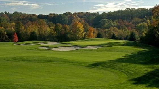 Aerial view of a golf course near The Abbey Inn