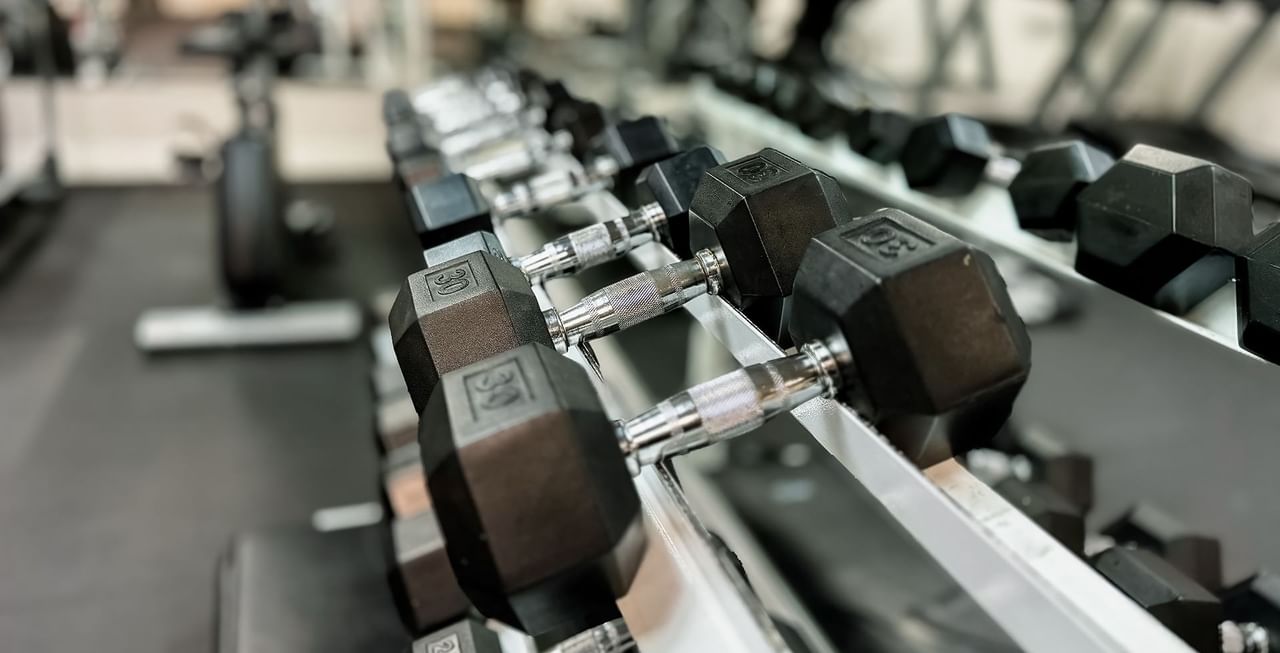 Dumbbell inside a hotel's fitness centre