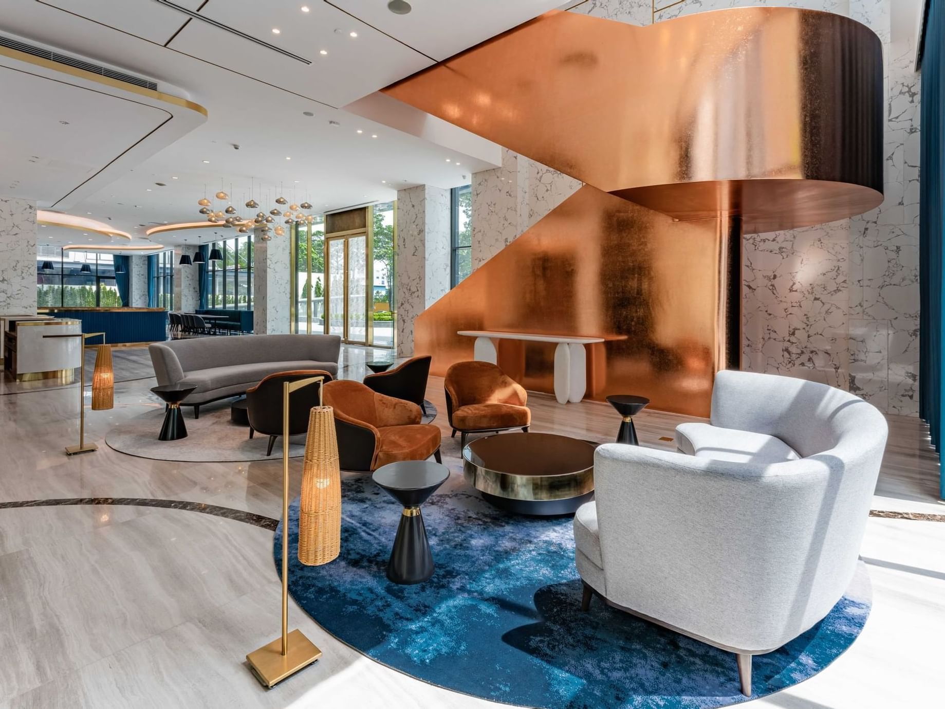 Lobby area with modern design at Eastin Hotel & Residence Hanoi