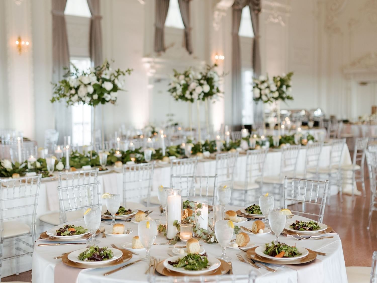 Reception with flower decorations at The Mayo Hotel