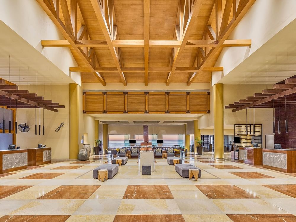 Lobby area with comfy seating in Grand Fiesta Americana