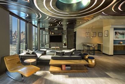 Fully glassed living room in Guesthouse at Dream Downtown NYC
