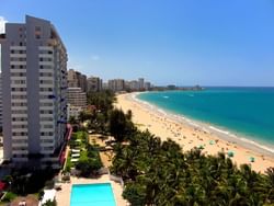 aerial view of Isla Verde beach with htotel buildings