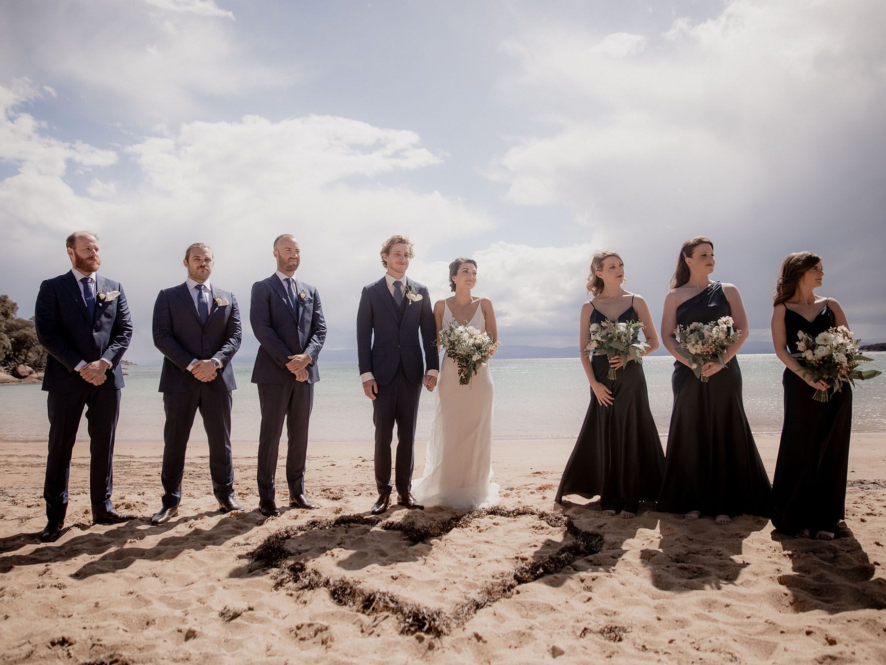 Outdoor Wedding ceremony on the beach at Freycinet Lodge