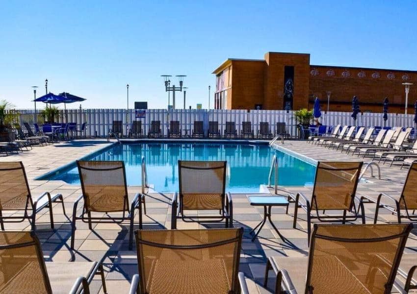 Outdoor Pool Deck of the Berkeley Oceanfront Hotel Asbury Park New Jersey Shore