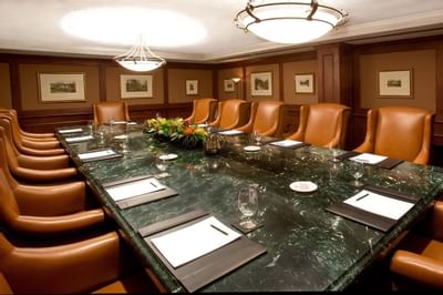Large meeting table in Hunter Boardroom at The Townsend Hotel