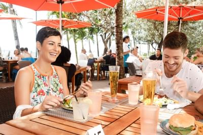 People dining in the Colin’s Beach Bar at Sugar Bay Barbados