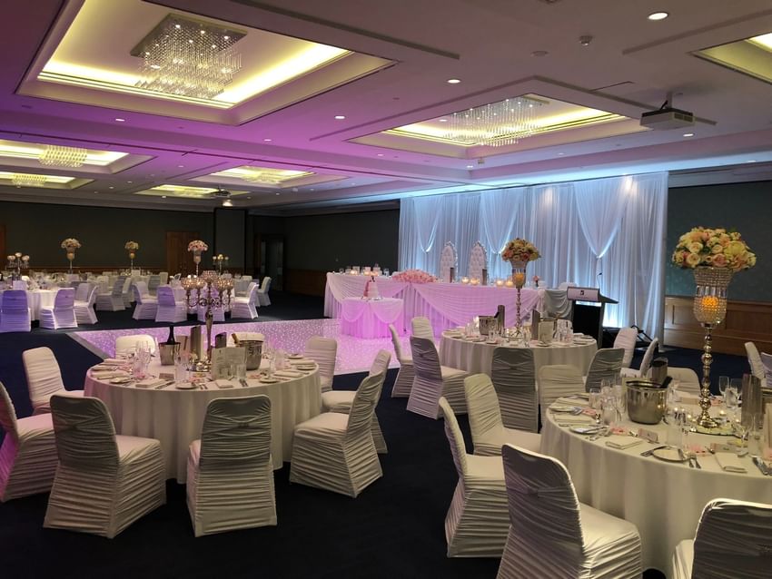 Table setup in a wedding reception of Duxton Hotel Perth