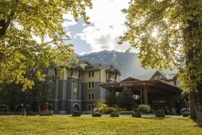 Exterior view of the hotel in summer at Aava Whistler Hotel