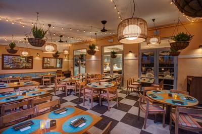 dining room with round and square tables 