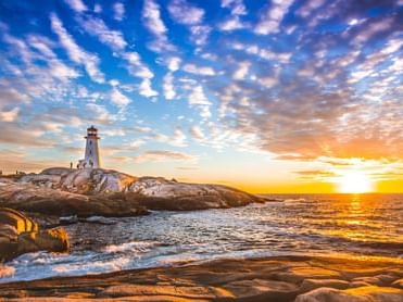 Landscape of Peggy's cove lighthouse near Hotel Halifax
