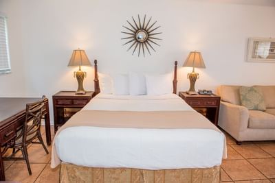 Mid-century furniture in White Sands Suite at Ocean Lodge Boca Raton