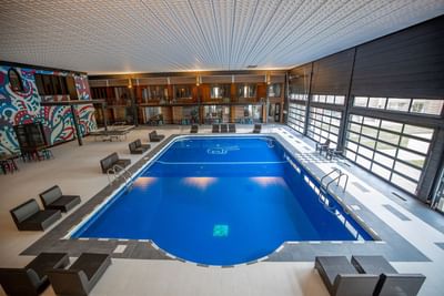 ariel view of an indoor pool