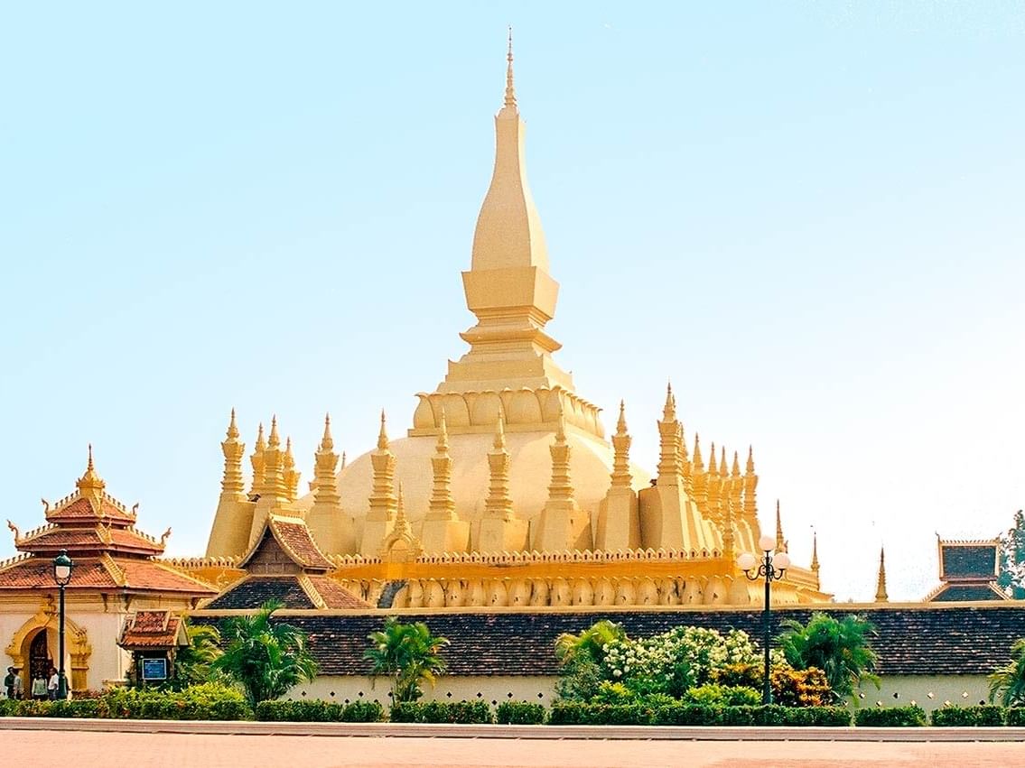 Distance view on Pha That Luang near Eastin Hotel Vientiane