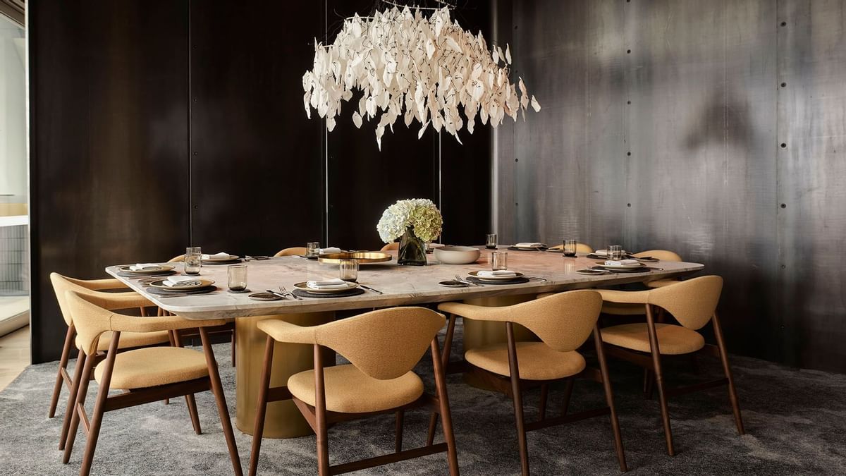 Dining table in Woodcut restaurant at Crown Towers Sydney