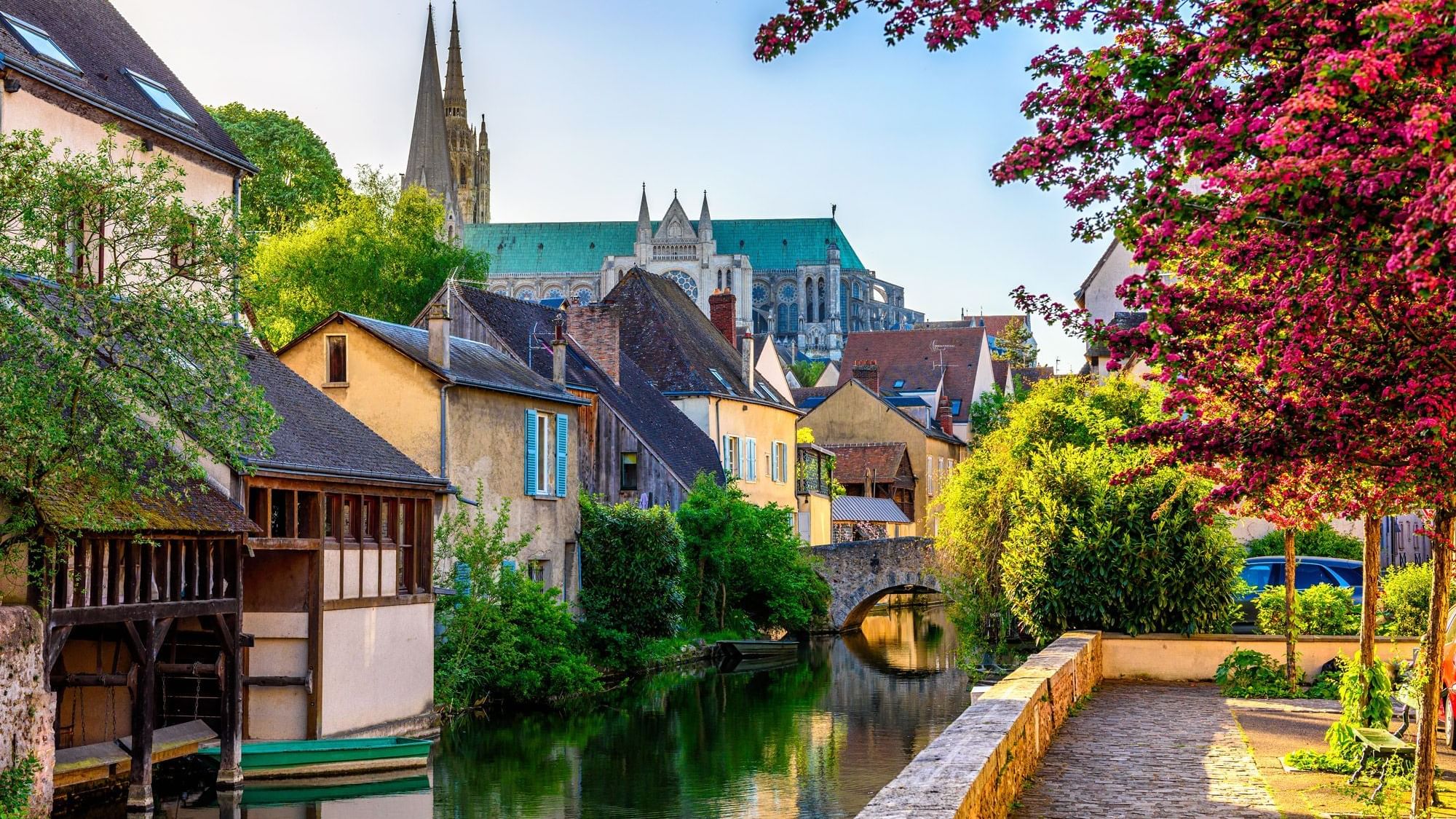Beautiful Chartres city & canal near the Originals Hotels