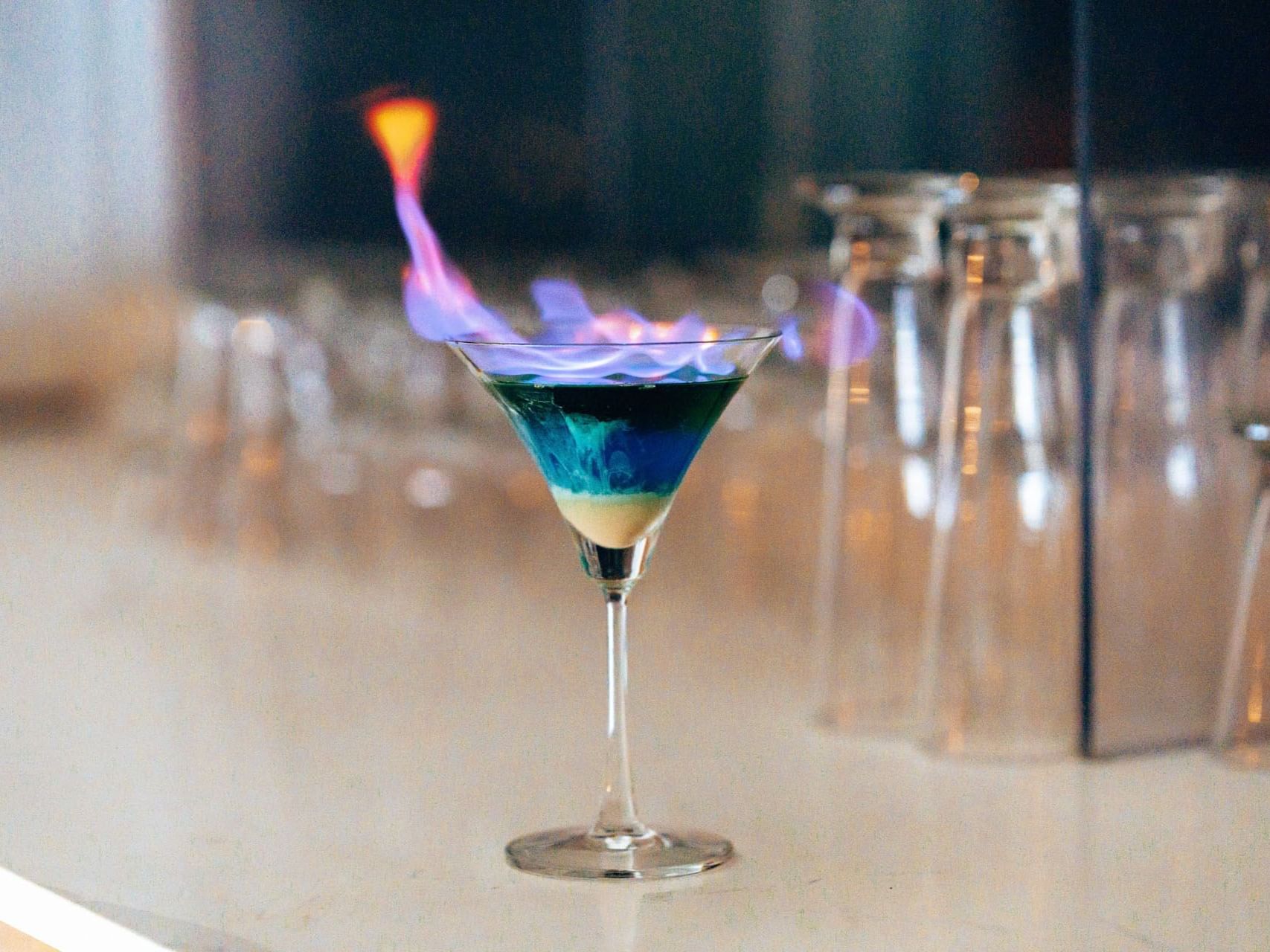 Flaming Cocktail in Blufire at SafiraBlu Luxury Resort & Villas