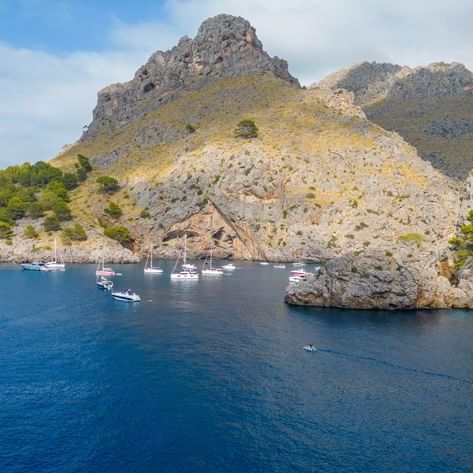 Spectacular coastal scenery with pristine rocky cliffs and the vastness of the Mediterranean Sea