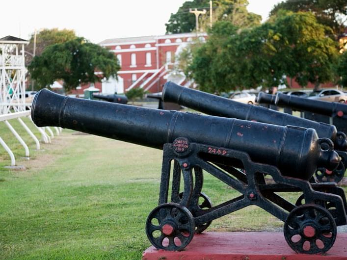 Close-up on a Canon at Garrison Historic Area near Abidah Hotel