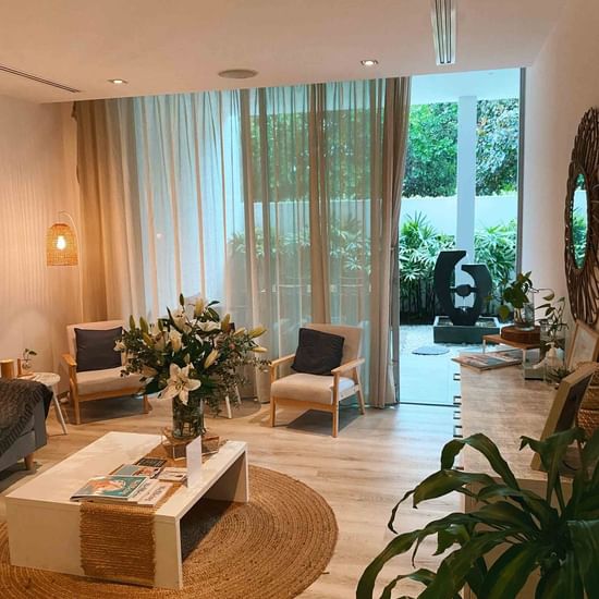 zen lounge at vie spa with relaxing atmosphere
