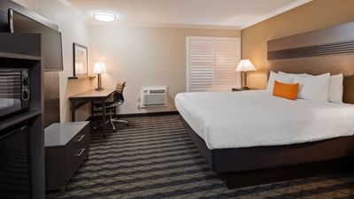 a bed in a hotel room