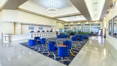 Interior of the Lobby lounge area & front desk at Alexis Park Resort