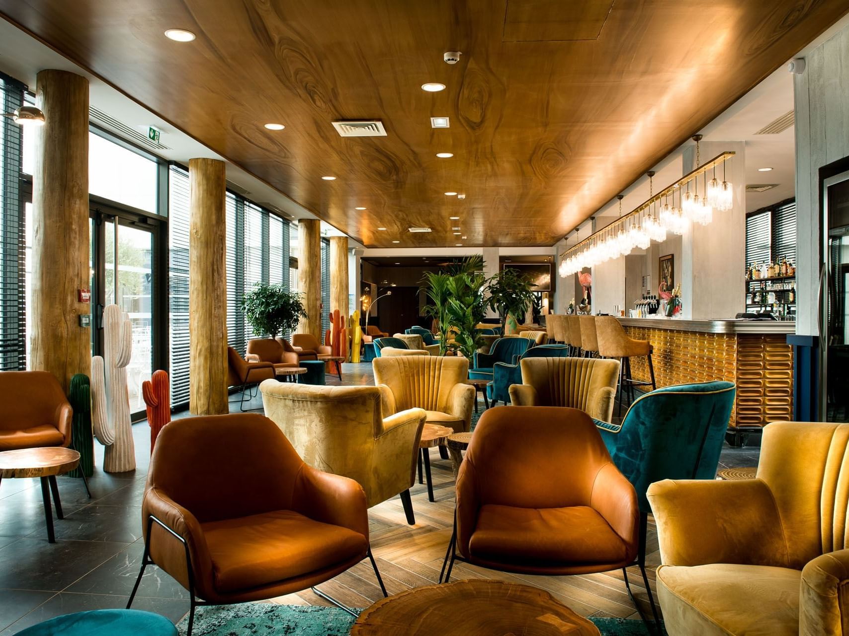 Interior view of the bar & lounge area at Kopster Hotel