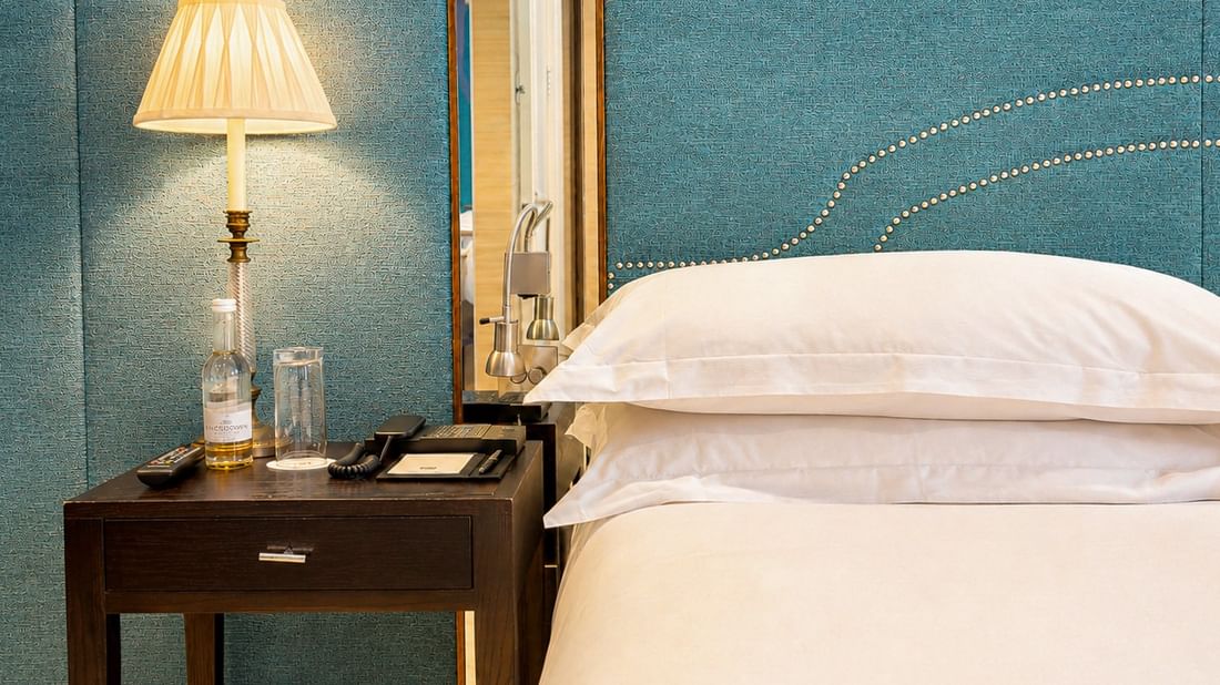 Classic Townhouse King / Twin bedroom with blue decor at The Capital Hotel, Apartments & Townhouse London.