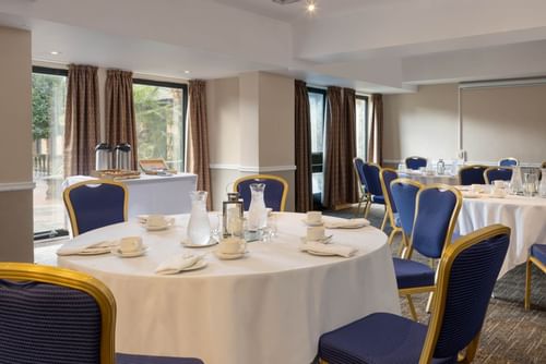 Banquet table set-up in Maidstone Suite, Bridgewood Manor Hotel