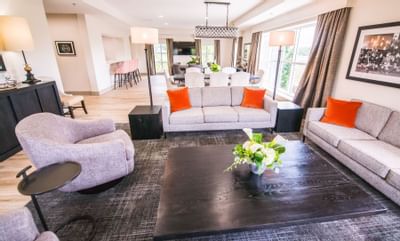 Couch, chairs, and coffee table