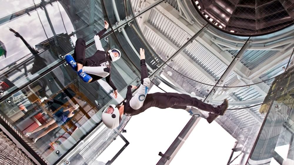 Two at a wind tunnel in Skydiving center near Originals Hotels