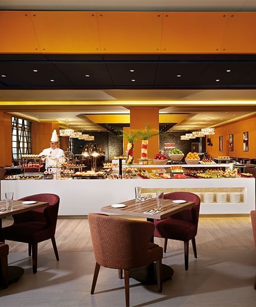 Tables by the counter at Cafe West in Sunway Lagoon Hotel