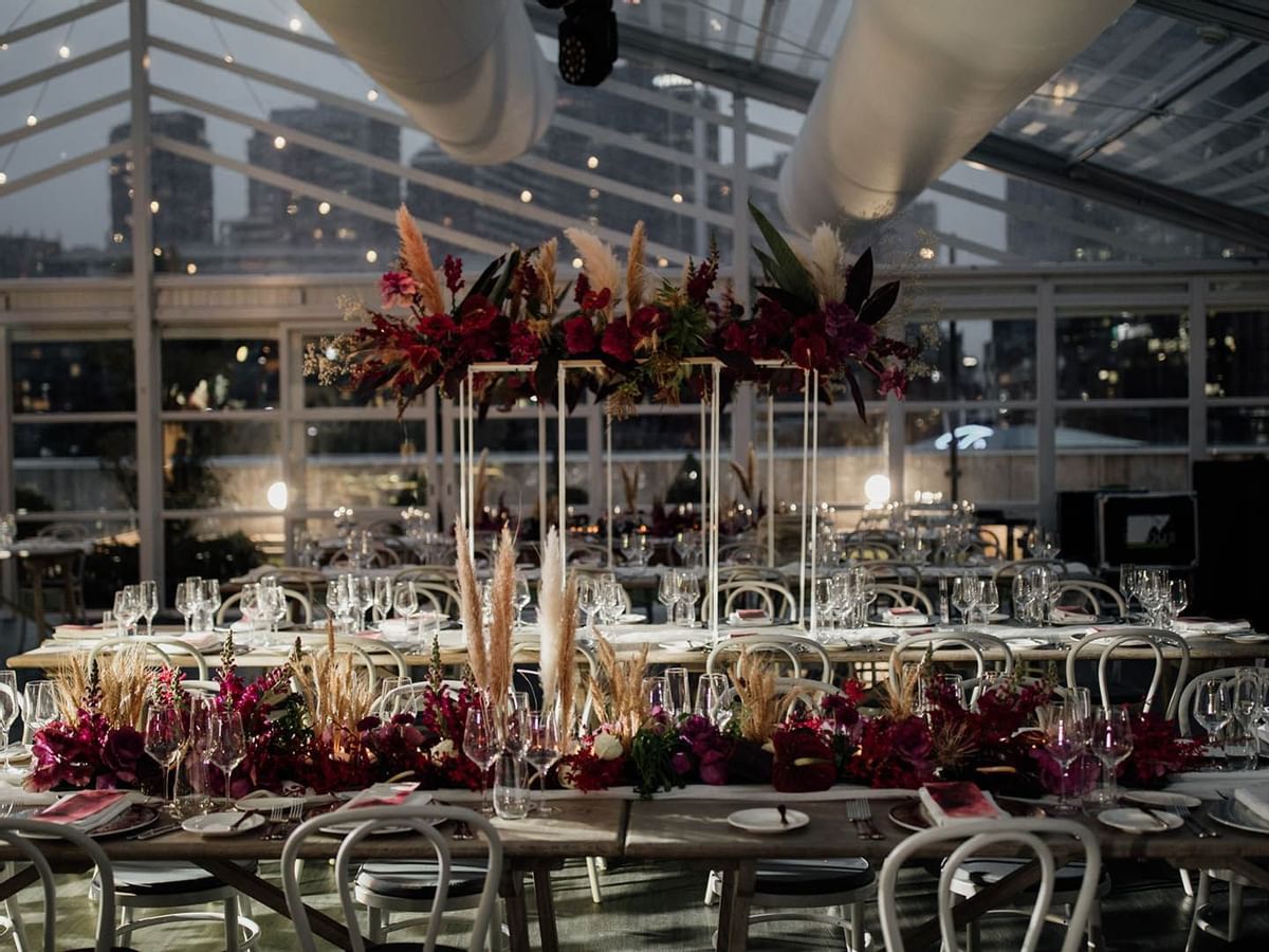 Dining table setup of wedding ceremony at Crown Hotels Perth