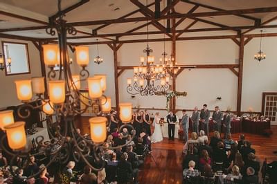Wedding ceremony inside Lodges at Gettysburg.