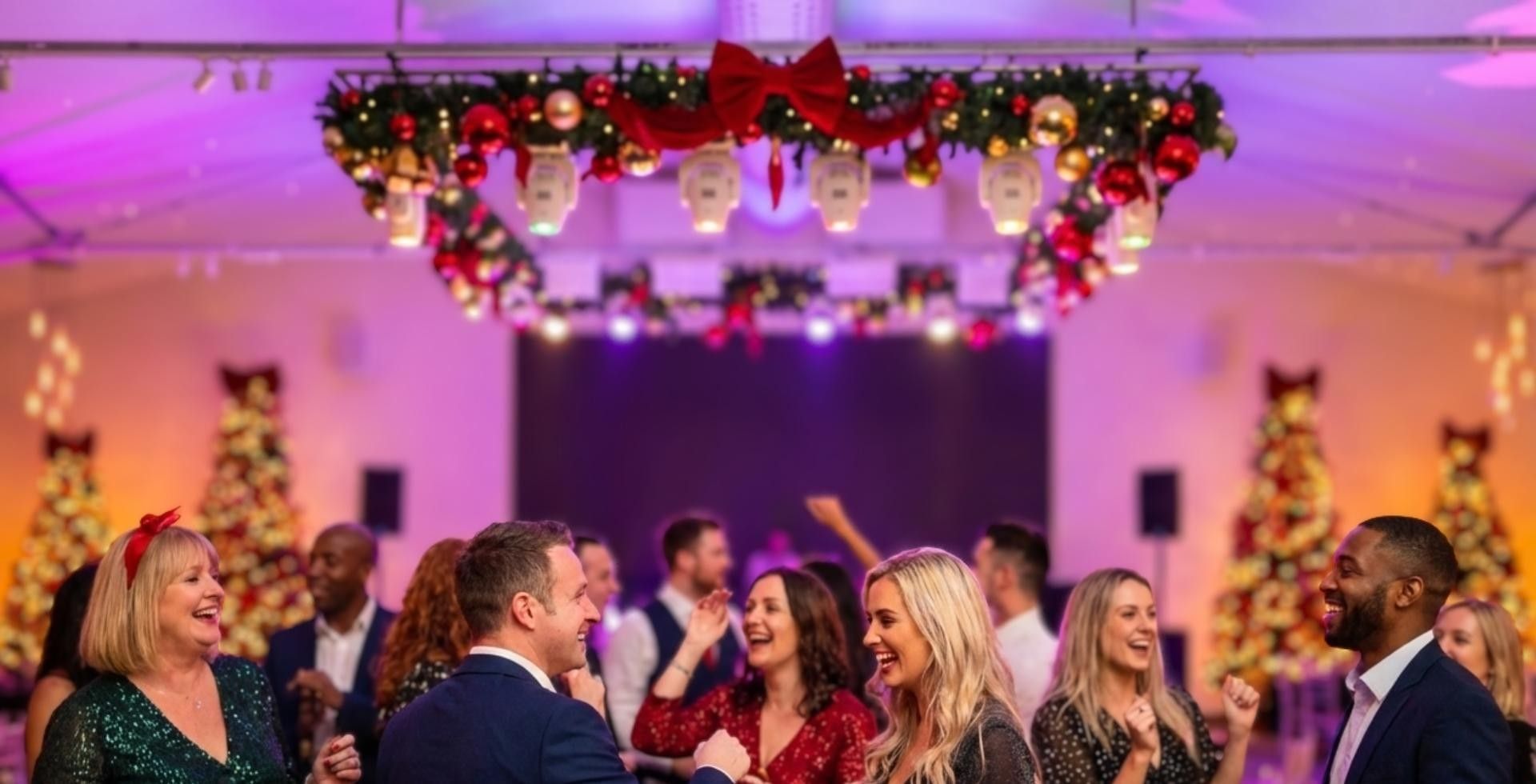 People dancing at joiner Christmas party night at Easthampstead Park in Berkshire