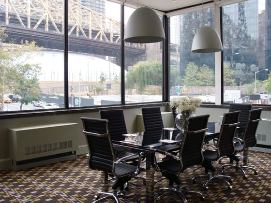 square conference table in a hotel